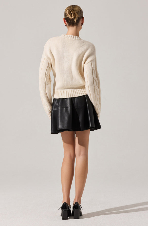 Pennina Pearl Embellished Cable Sweater - ASTR the Label