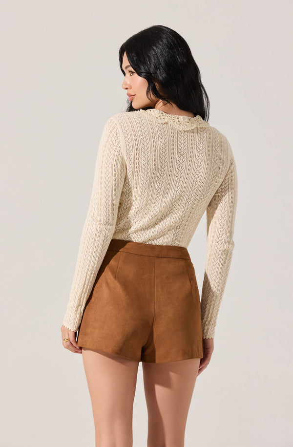 Ottilie Pointelle Crochet Collar Cardigan - ASTR the Label