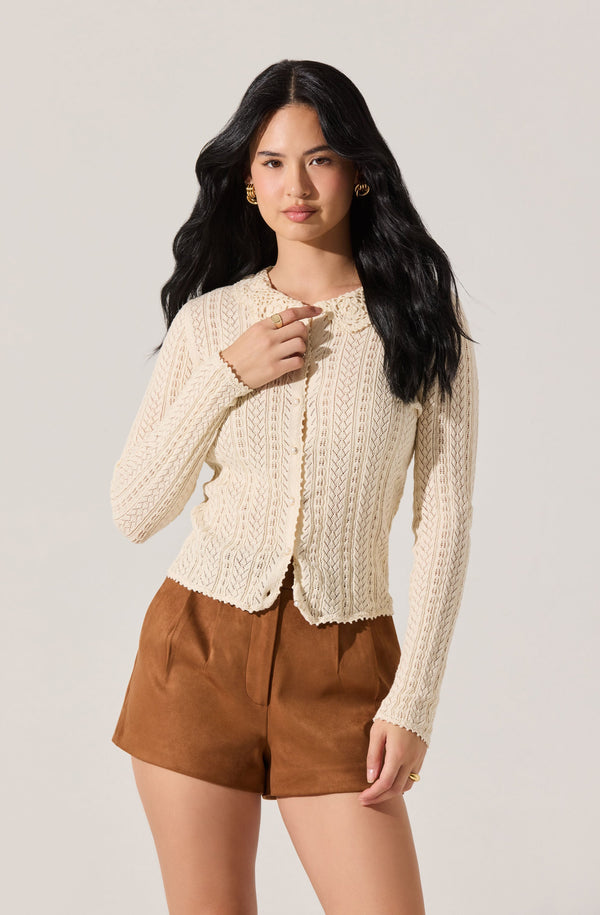 Ottilie Pointelle Crochet Collar Cardigan - ASTR the Label