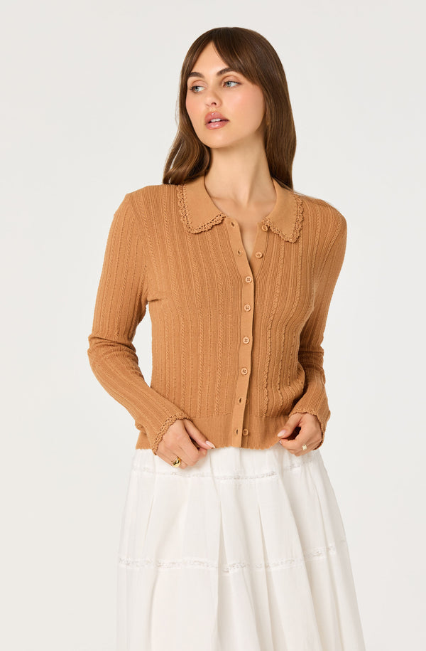 Kristen Pointelle Collar Cardigan - ASTR the Label