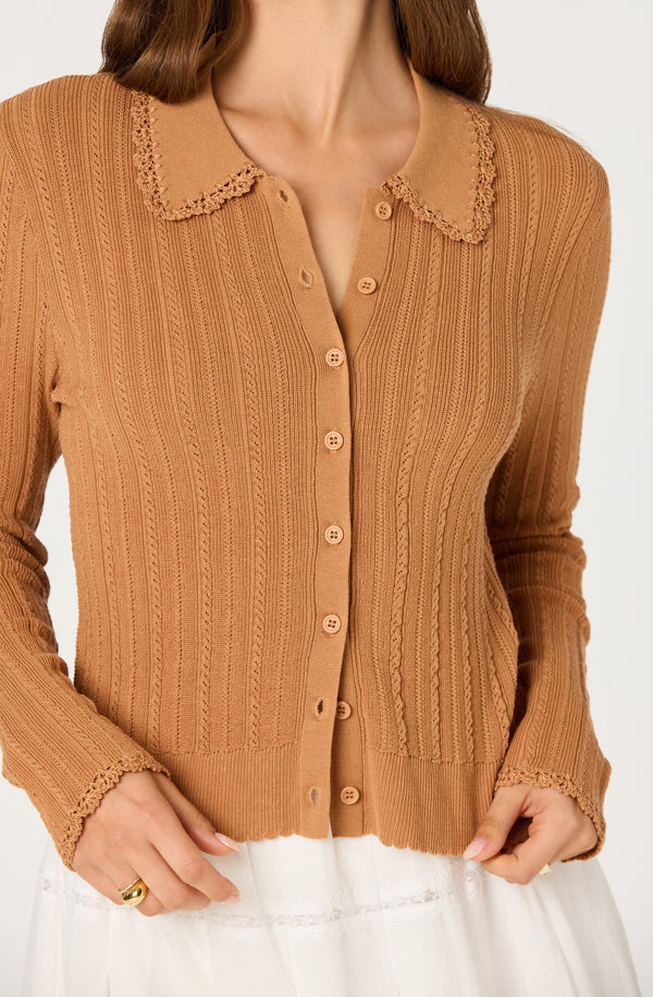 Kristen Pointelle Collar Cardigan - ASTR the Label