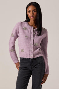 Dorothea Embellished Brushed Knit Cardigan - ASTR the Label