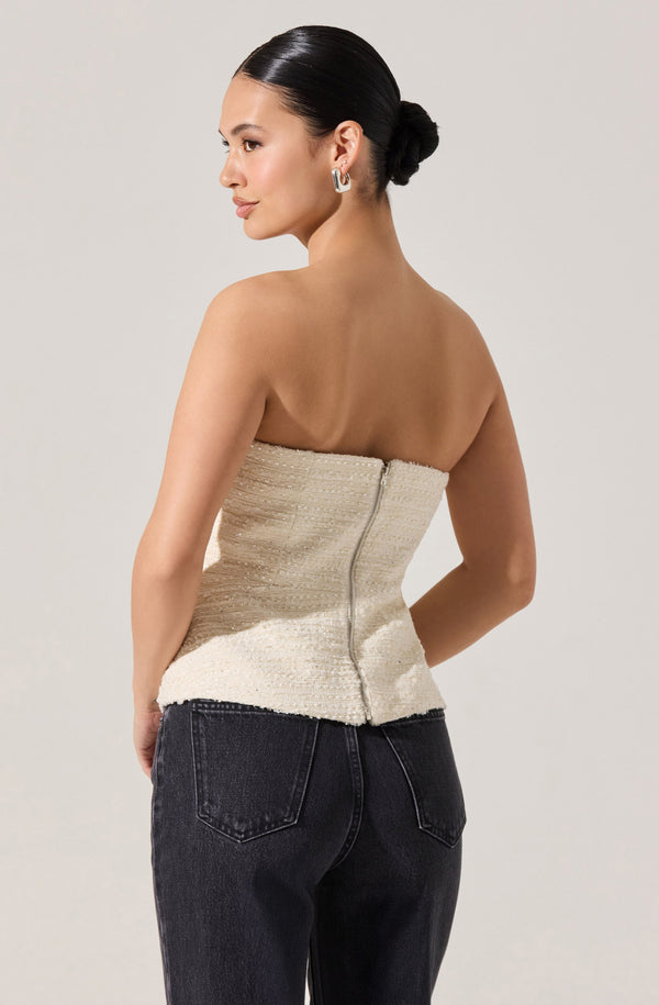 Moina Asymmetrical Strapless Tweed Top - ASTR the Label