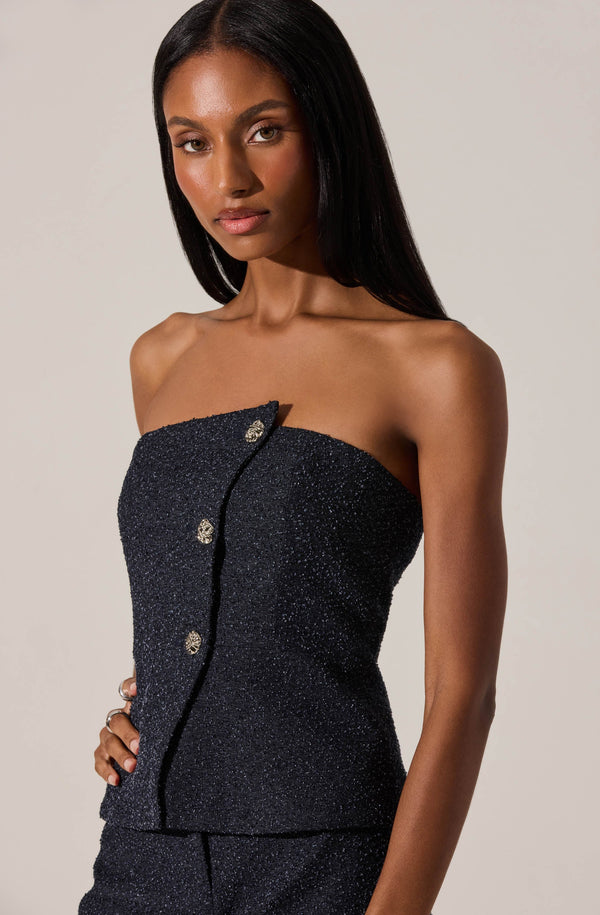 Moina Asymmetrical Strapless Tweed Top - ASTR the Label