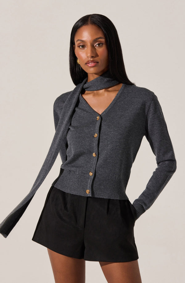 Glynne V-Neck Scarf Cardigan Sweater - ASTR the Label