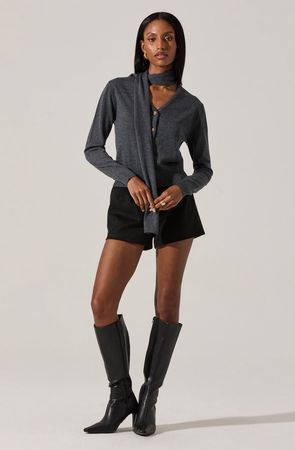 Glynne V-Neck Scarf Cardigan Sweater - ASTR the Label