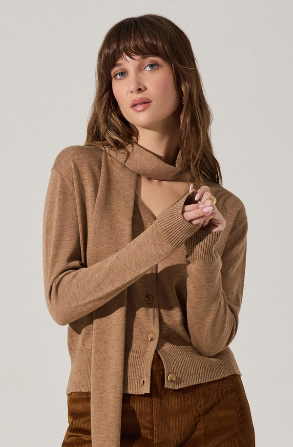 Glynne V-Neck Scarf Cardigan Sweater - ASTR the Label