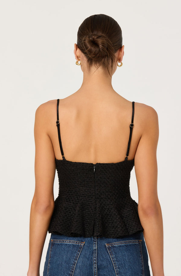 Paislee Tweed Sweetheart Peplum Top - ASTR the Label
