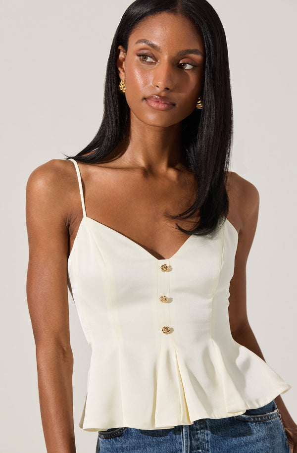 Paislee Satin Pleated Peplum Top - ASTR the Label