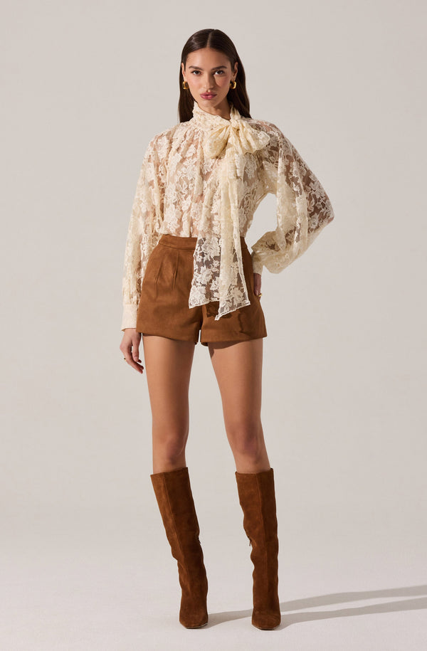 Cinthia Lace Bow Tie Top - ASTR the Label