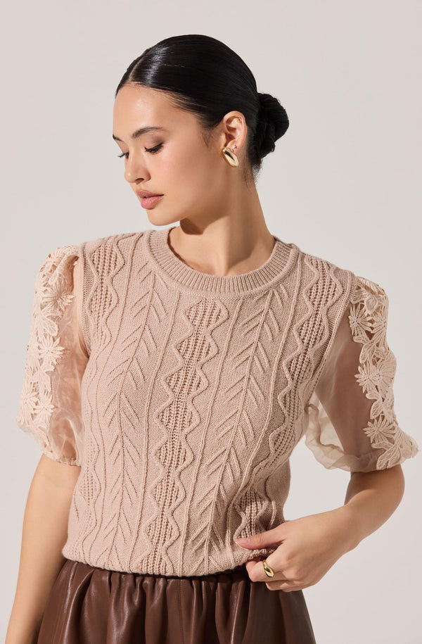 Elize Contrast Cable Knit Sweater - ASTR the Label
