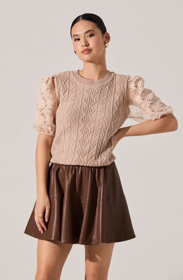 Elize Contrast Cable Knit Sweater - ASTR the Label