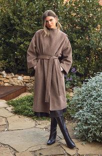 Elaxi Longline Wrap Scarf Coat - ASTR the Label