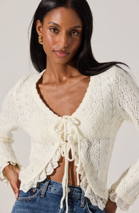 Lacey Pointelle Tie-Front Cardigan - ASTR the Label