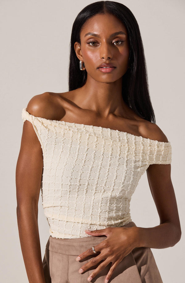 Lindy Textured Off Shoulder Top - ASTR the Label