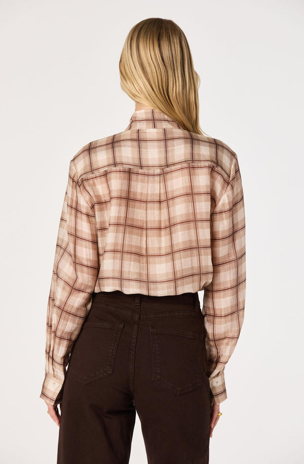 Mabry Plaid Tie-Neck Blouse - ASTR the Label