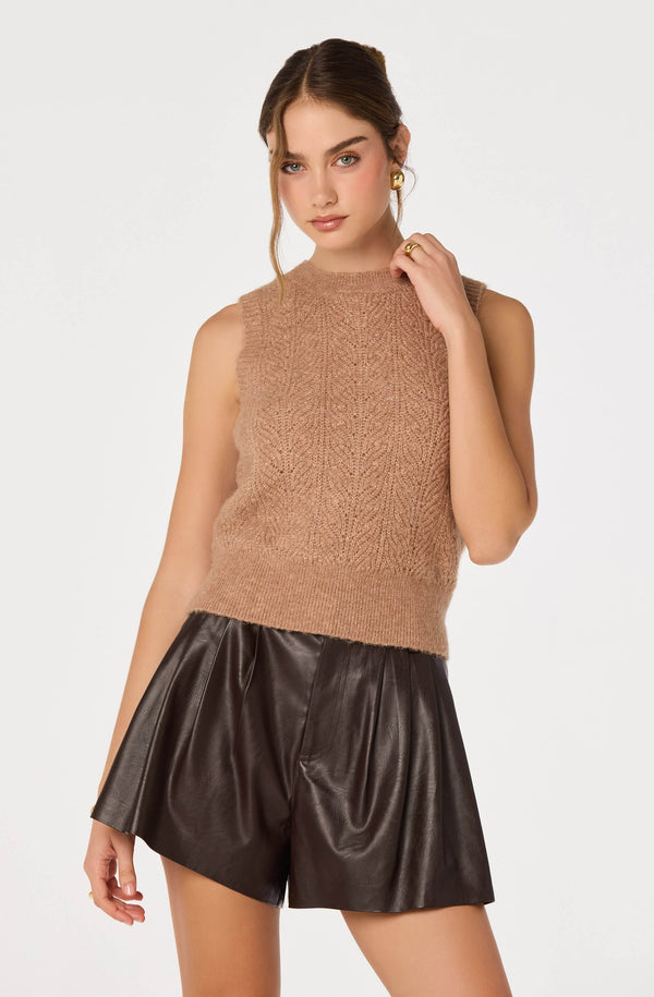 Pernille Cable Knit Sweater Vest - ASTR the Label