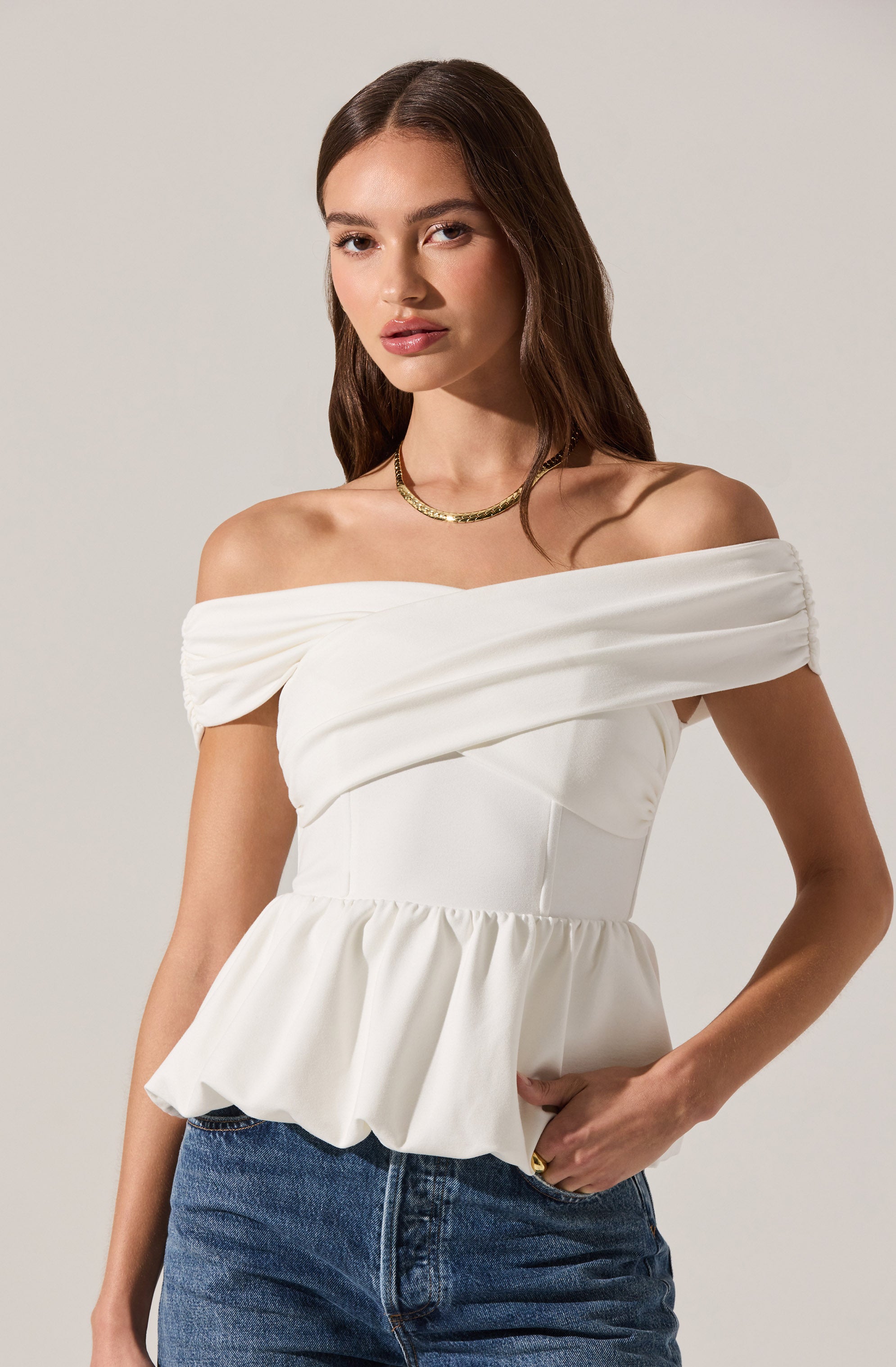 the toeのPericles Peplum Top ホワイトのsサイズです！ Pericles Peplum Top – THE TOÉ