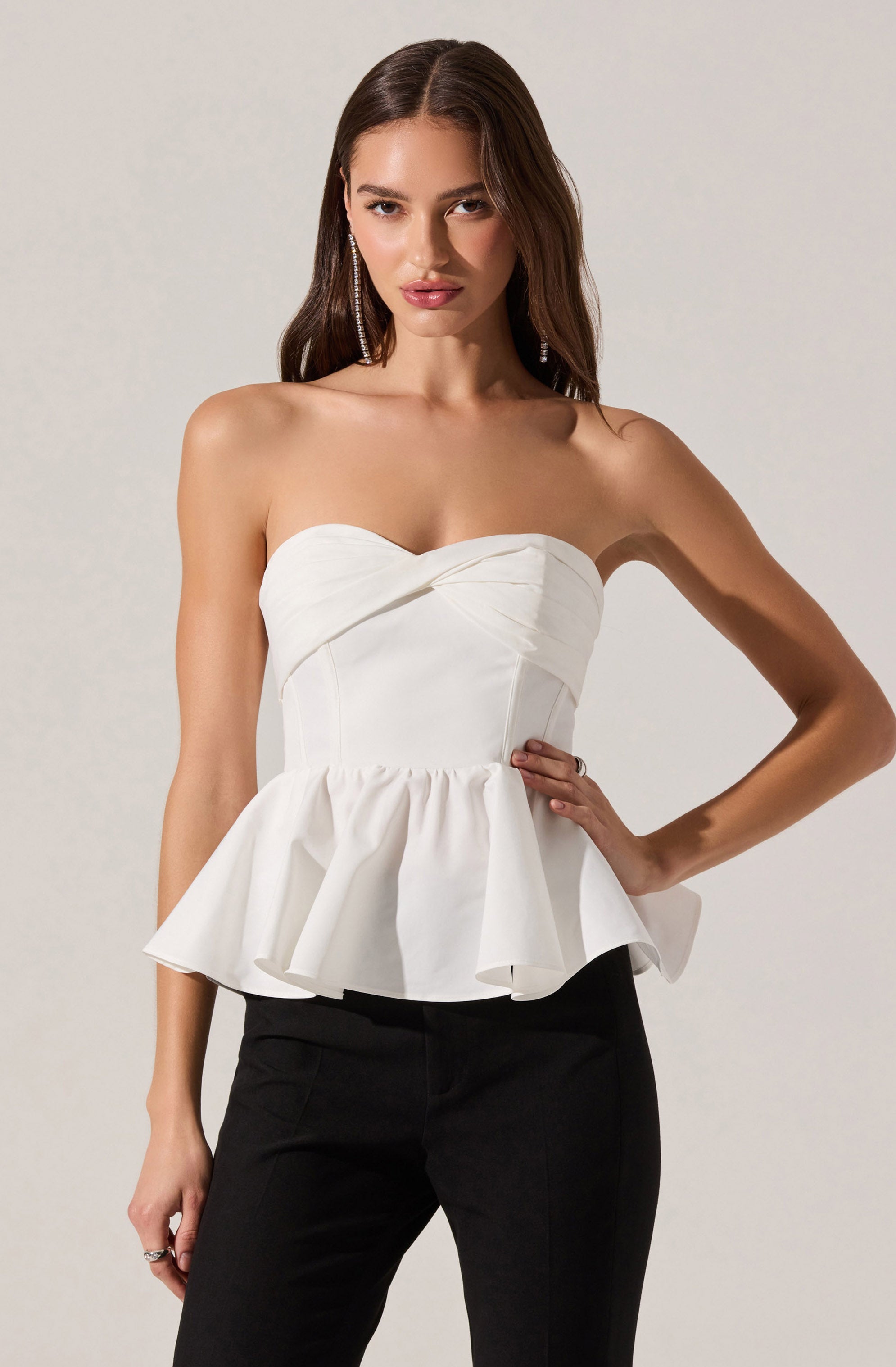Melia Strapless Pleated Peplum Top - ASTR the Label