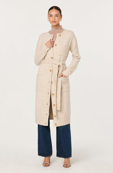 Meris Belted Longline Cardigan - ASTR the Label