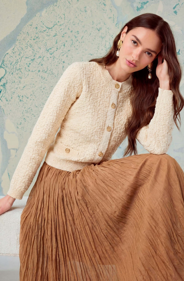 Darthy Textured Knit Crest Button Lady Jacket - ASTR the Label