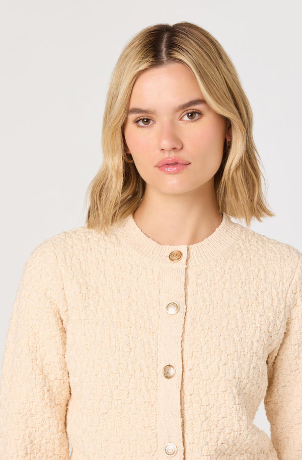 Darthy Textured Knit Crest Button Lady Jacket - ASTR the Label