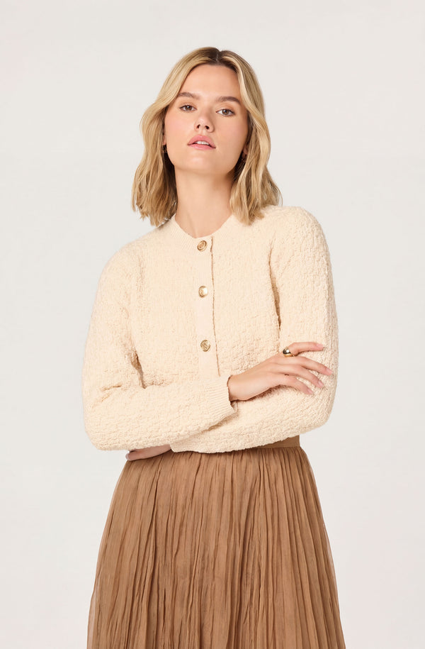 Darthy Textured Knit Crest Button Lady Jacket - ASTR the Label