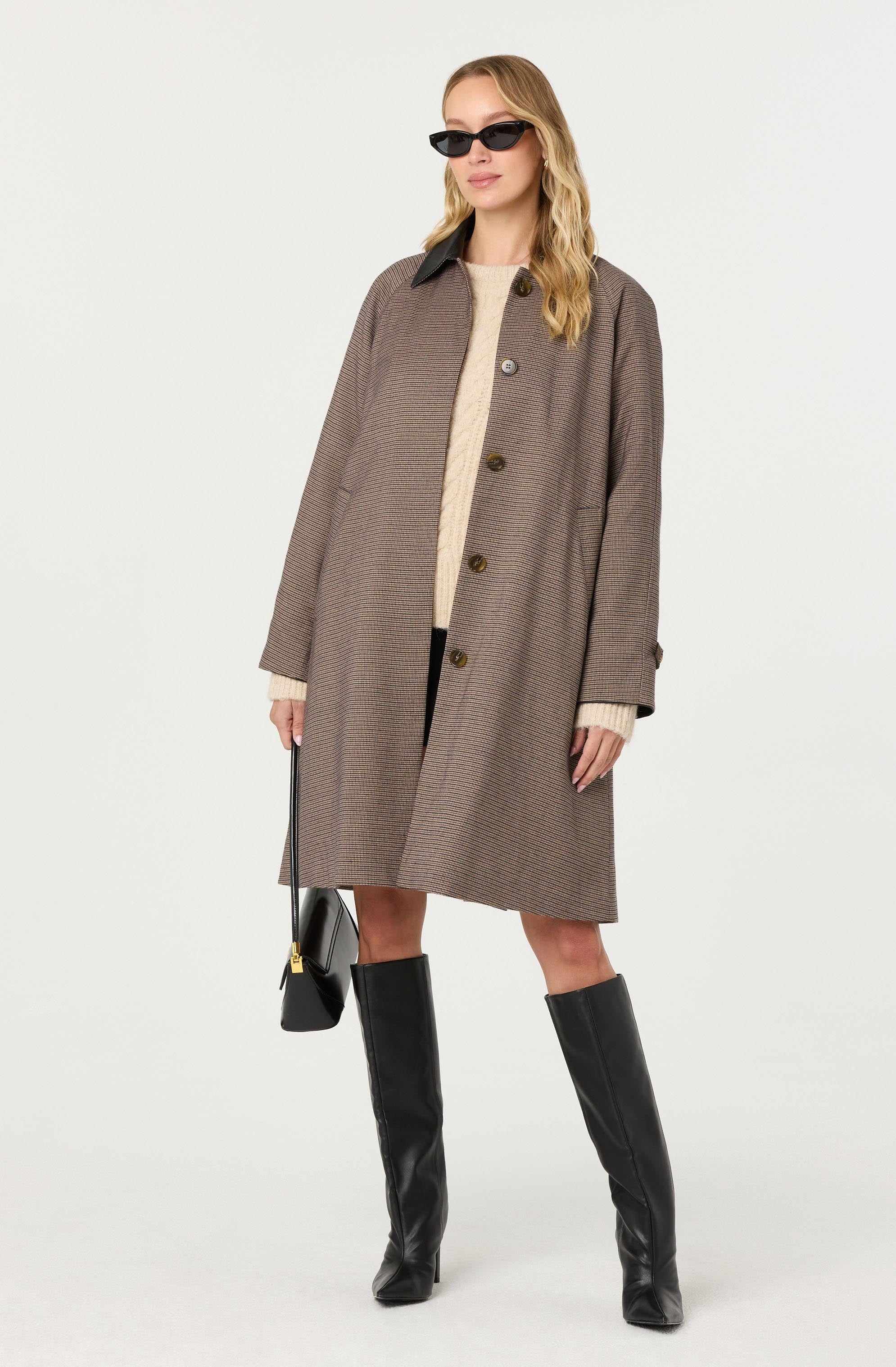 Raiden Contrast Plaid Trench Coat - ASTR the Label