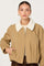 Sticky add to cart - Raevin Faux Fur Collar Bomber Jacket