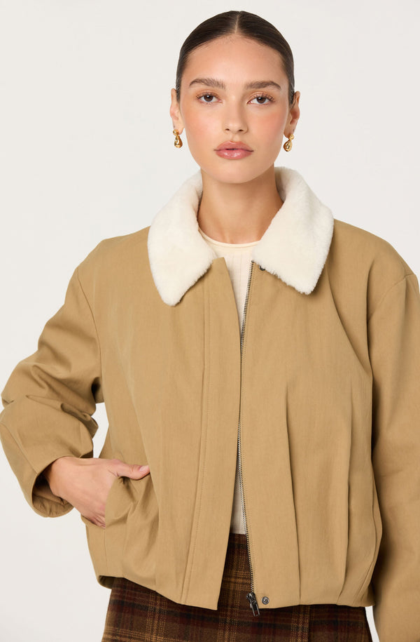 Raevin Faux Fur Collar Bomber Jacket - ASTR the Label