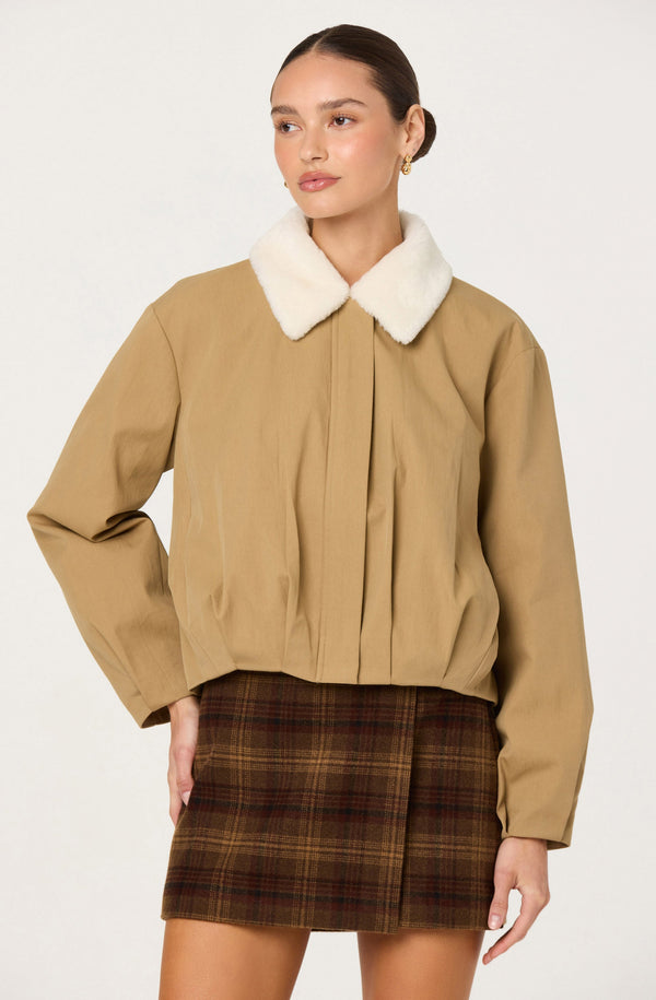 Raevin Faux Fur Collar Bomber Jacket - ASTR the Label