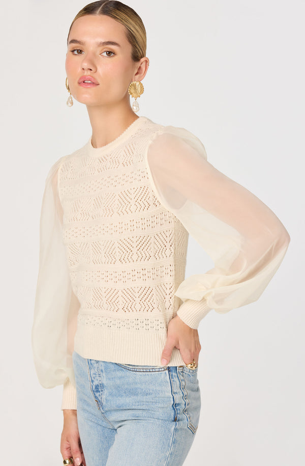 Ann Crochet Knit Balloon Sleeve Sweater - ASTR the Label