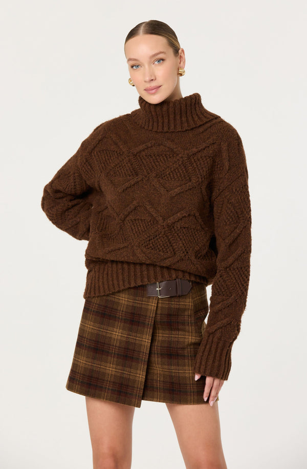 Janeth Diamond Knit Turtleneck Sweater - ASTR the Label