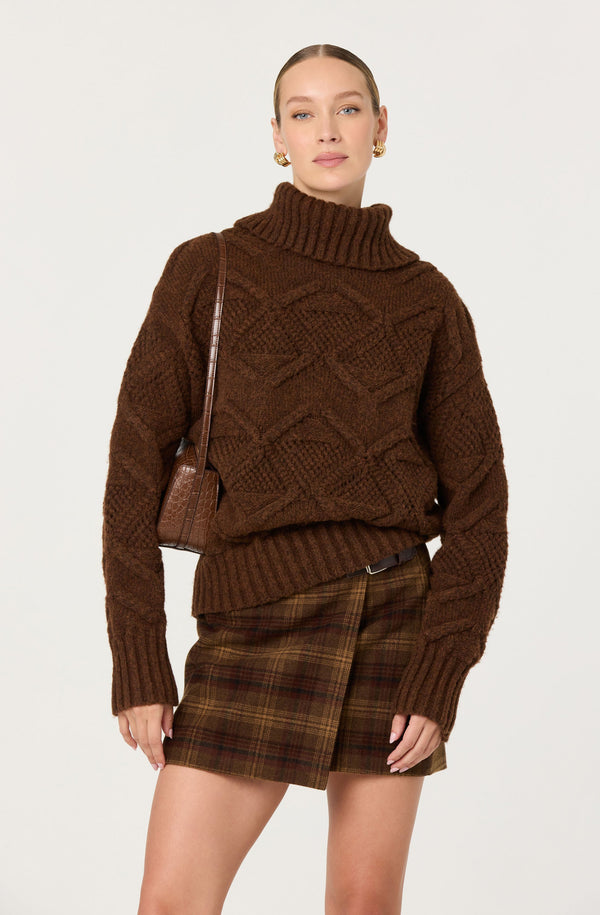 Janeth Diamond Knit Turtleneck Sweater - ASTR the Label