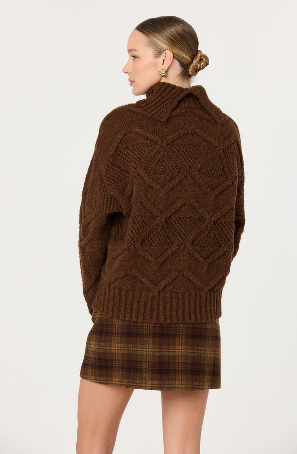 Janeth Diamond Knit Turtleneck Sweater - ASTR the Label
