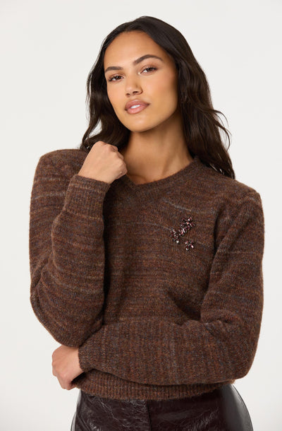 Dasia Embellished V-neck Sweater