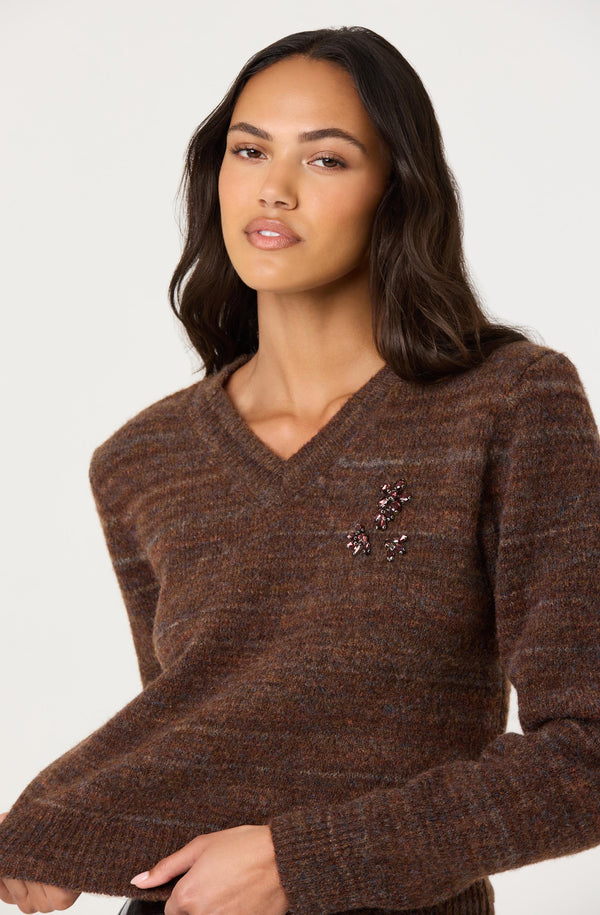 Dasia Embellished V-neck Sweater - ASTR the Label