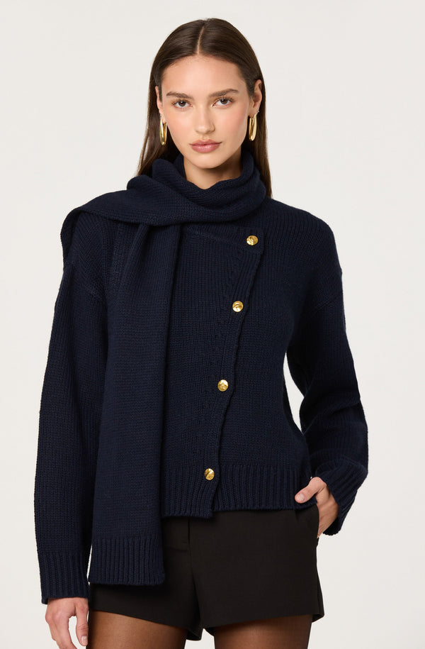 Jackeline Asymmetrical Scarf Cardigan - ASTR the Label