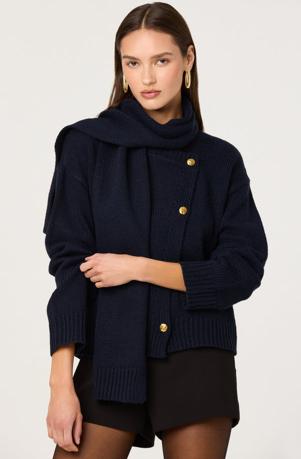 Jackeline Asymmetrical Scarf Cardigan - ASTR the Label