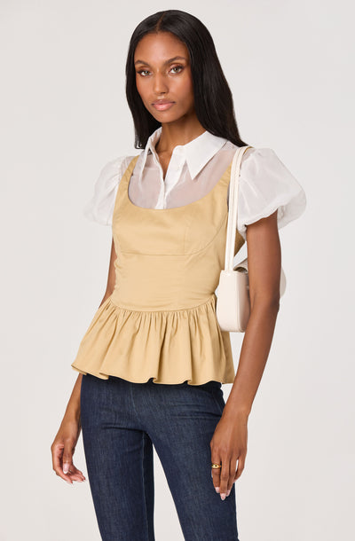 Carrington Mixed Media Layered Peplum Top