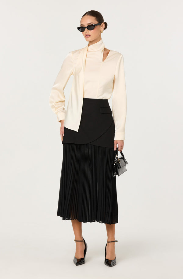 Felisita Satin Cutout Scarf Top - ASTR the Label