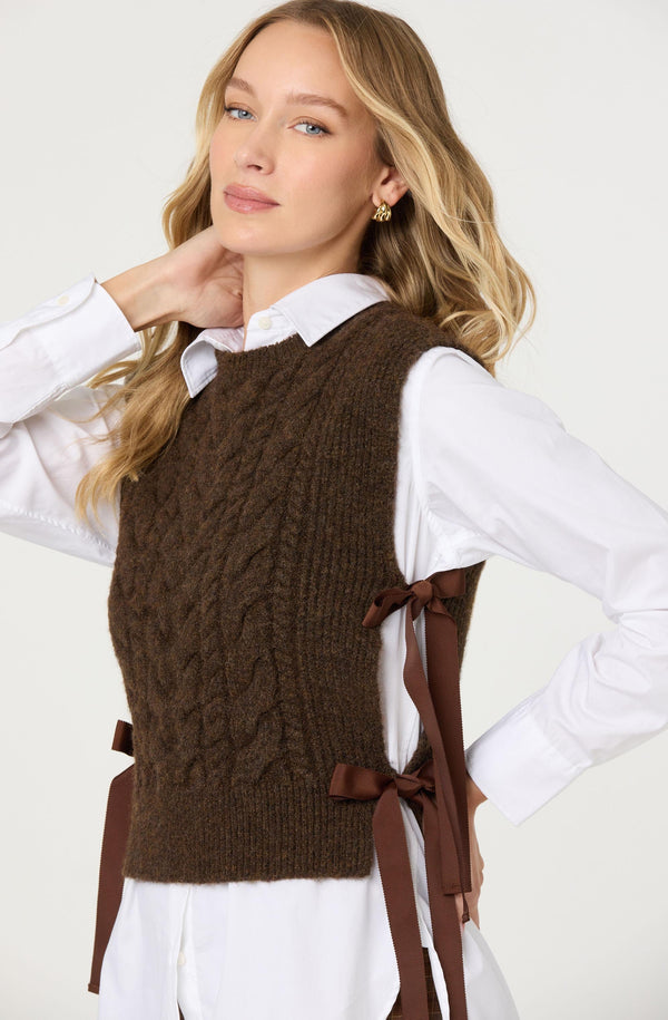ASTR the Label | Cortney Side Tie Sweater Vest in Brown | Size XS ASTR the Label | Cortney Side Tie Sweater Vest in Brown | Size XS