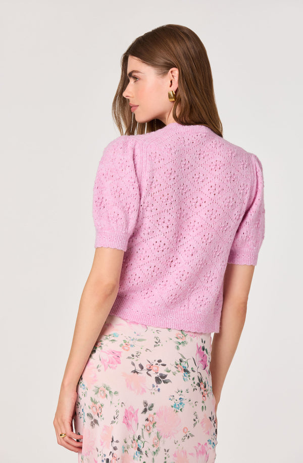 s*e様 ボーダーズアットバルコニー MOHAIR SHORT CARDIGAN Kaydence Puff Sleeve Bobble Stitch Cardigan - ASTR the Label