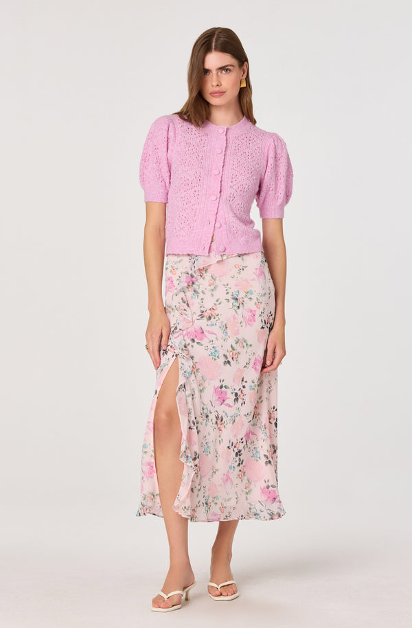 トップス YUKI SHIMANE Airy Cardigan - PINK Kaydence Puff Sleeve Bobble Stitch Cardigan - ASTR the Label
