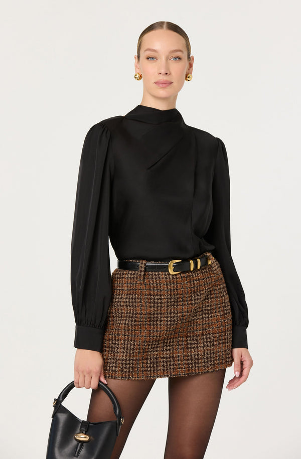 Ivonne High-Neck Satin Top - ASTR the Label