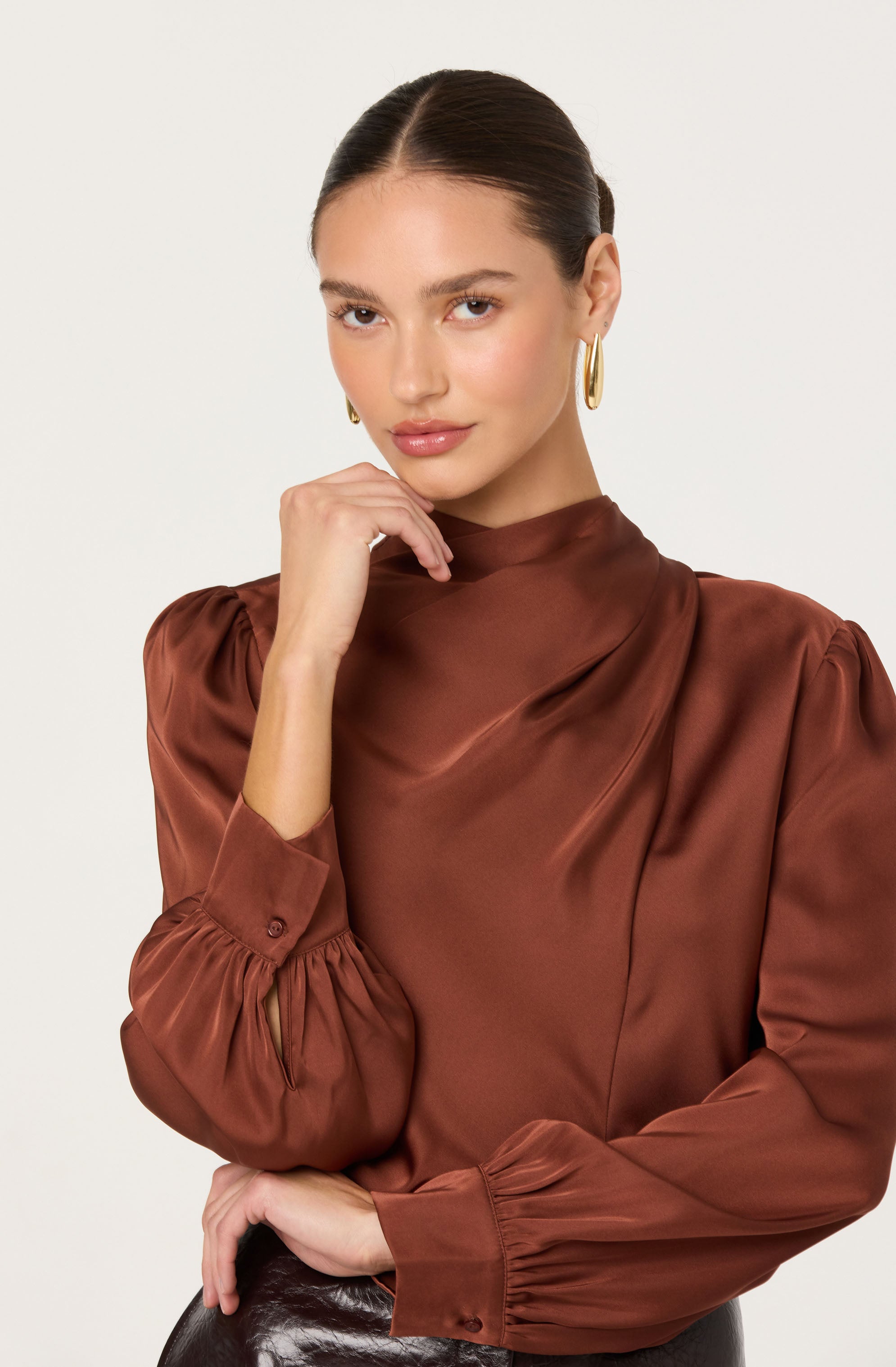 Ivonne High-Neck Satin Top - ASTR the Label