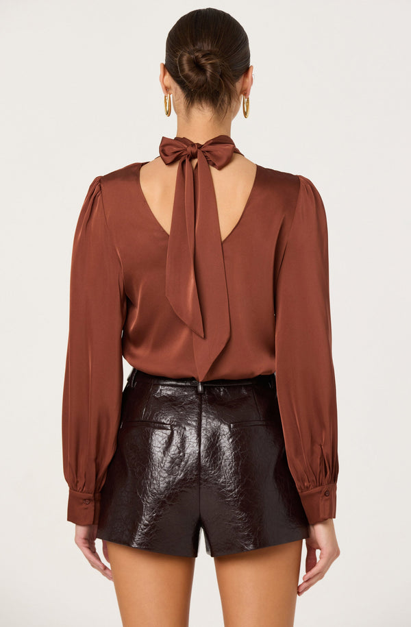 Ivonne High-Neck Satin Top - ASTR the Label