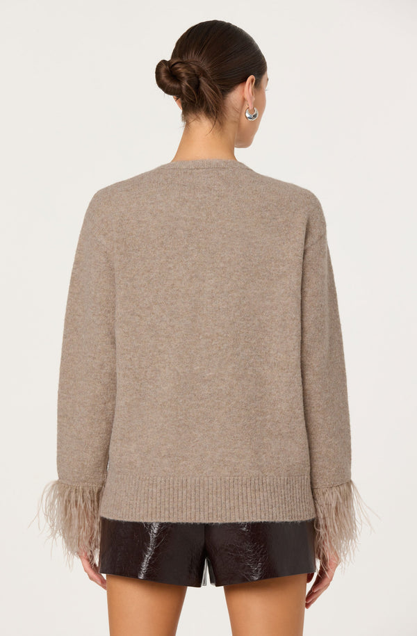 Grie Embellished Feather Trim Cardigan - ASTR the Label