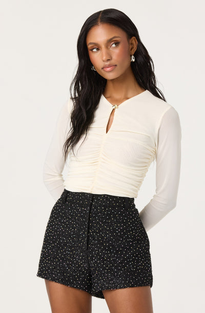 Yasmine Mesh Ruched Top