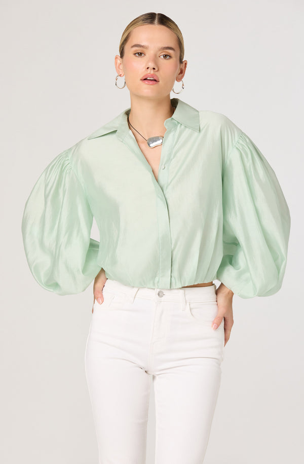 Cordey Collared Balloon Sleeve Poet Top - ASTR the Label